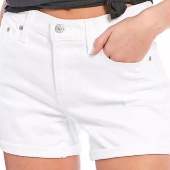Levi's Distressed Mid Length White Jean Shorts size 32 - Picture 3 of 5